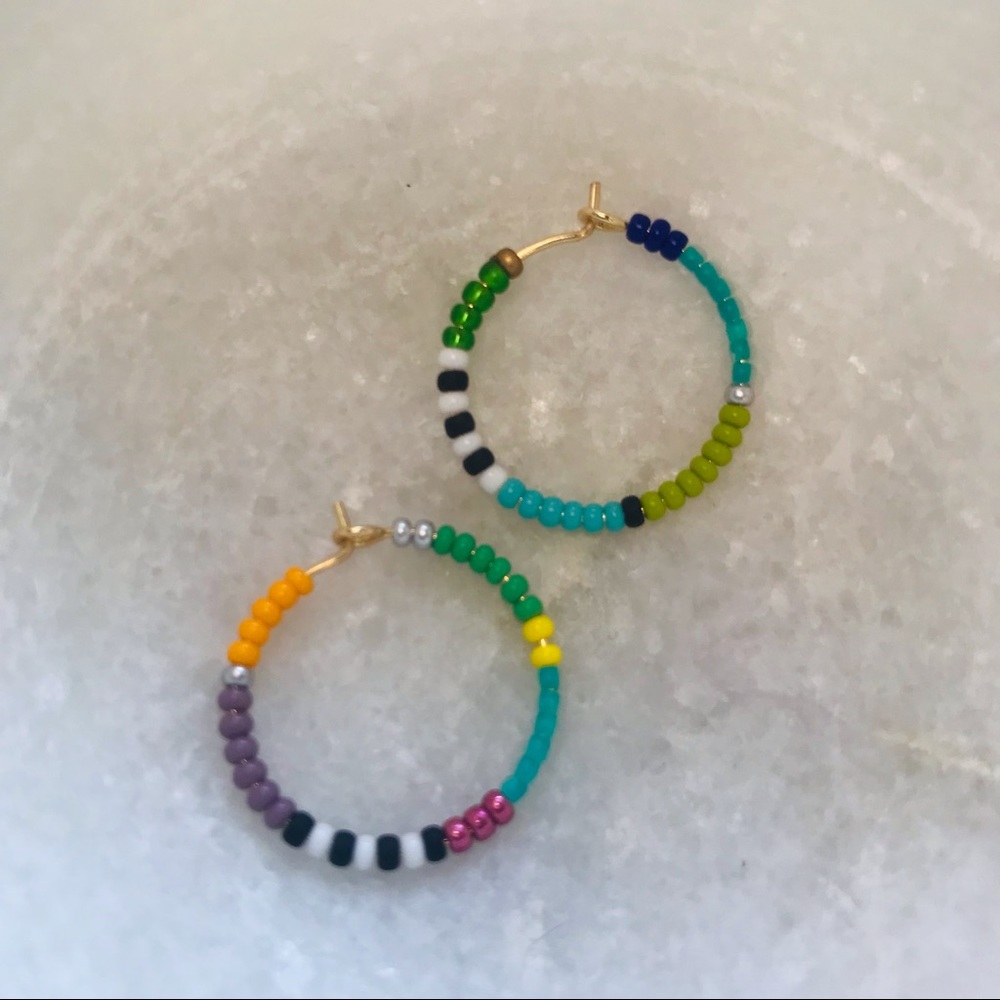 Colorful Beaded Hoop Earrings